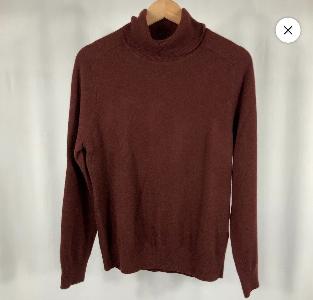 Quince Women Mongolian Cashmere Turtleneck Sweater Rich Burgundy L